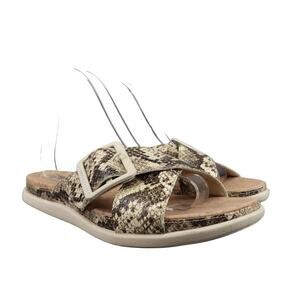 Clarks Shoes Womens 8 Sandal Slides Fashion Snakeskin Platform Juneshell Comfort